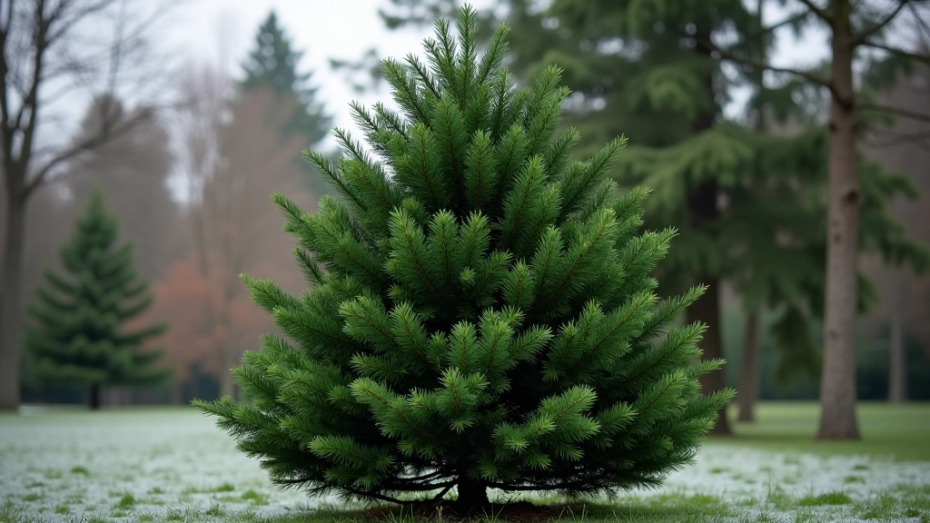 Senas eglītes ar skaistiem galotnēm, ziemas sals uz skujām, Liepājas parka ziemas ainā
